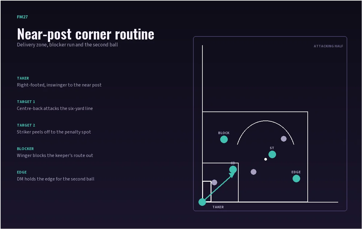 Near-post corner routine